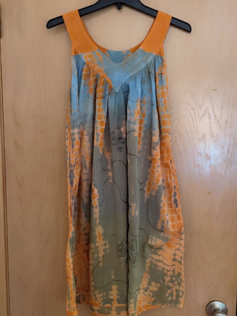 Advance Apparels Orange and Blue Tie-Dye Casual Maxi Dress